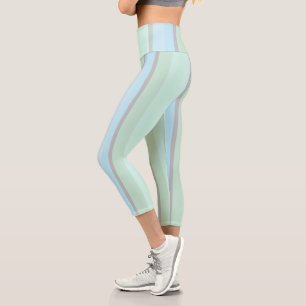 Leggings Capri Bandas abstractas azules y verdes