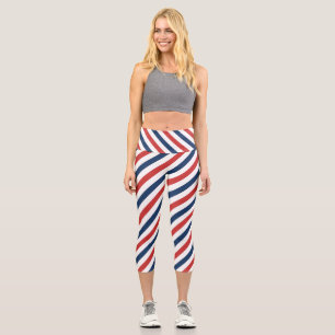 Leggings Capri Bandas blancas y azules rojas patrióticas