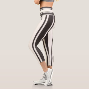 Leggings Capri Bandas Blanco Y Negro