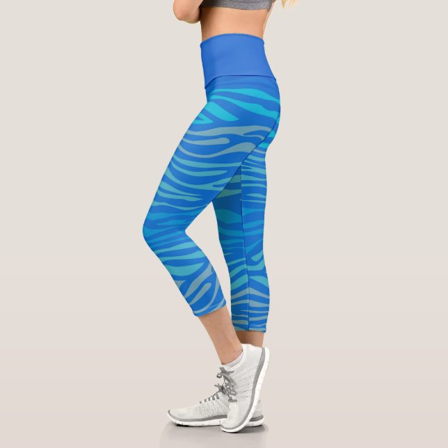 Leggings Capri Bandas de cebra azul (Izquierda)