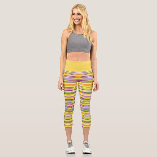 Leggings Capri Bandas de diseño de franjas de colores cortas port