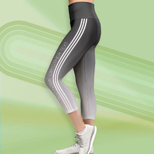 Leggings Capri Bandas deportivas con texto moderno - Ombre negro
