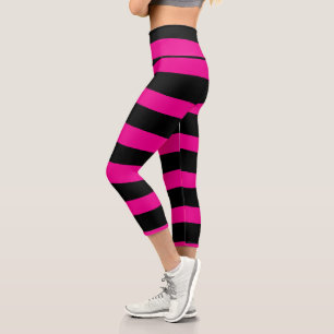 Leggings Capri Bandas desiguales - Magenta y negro