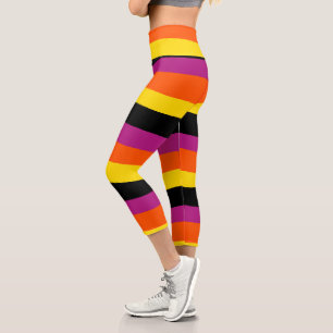 Leggings Capri Bandas desiguales - Negro, rosa, Naranja y amarill