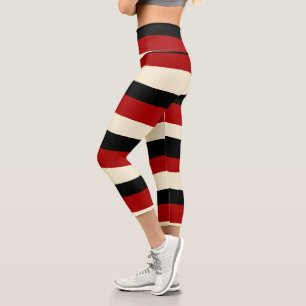 Leggings Capri Bandas desiguales - Rojo y Crema