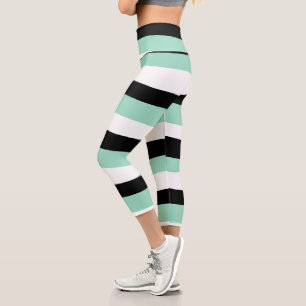 Leggings Capri Bandas desiguales - Verde en miniatura, blanco y n