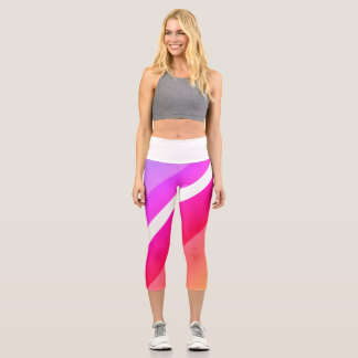 Leggings Capri Bandas diagonales modernas animadas rojas y lilaca