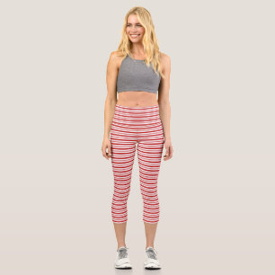 Leggings Capri Bandas horizontales rojas y blancas