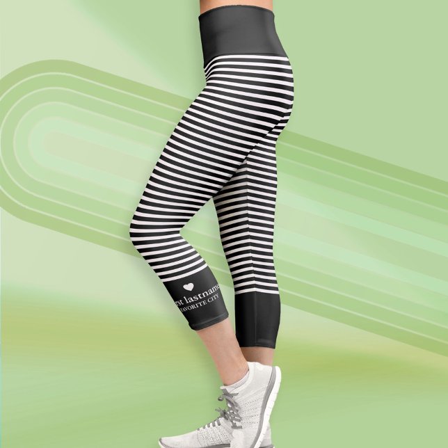 Leggings Capri Bandas modernas con monograma de alta escala en el (Custom Leggings)