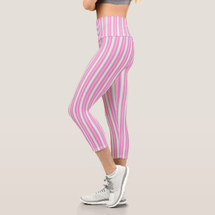 Leggings Capri Bandas modernas de neón rosado con efecto 3D