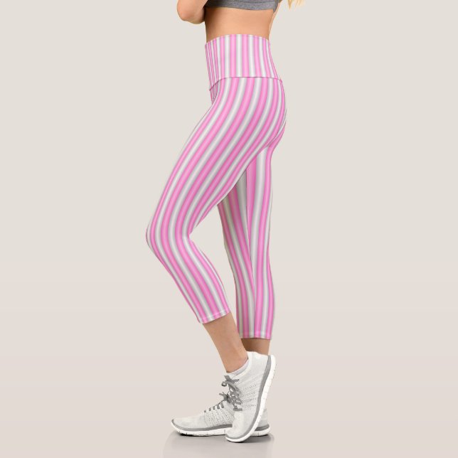 Leggings Capri Bandas modernas de neón rosado con efecto 3D (Izquierda)