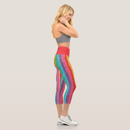 Leggings Capri Bandas multicolor con capris de yoga de oro
