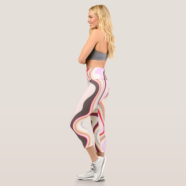 Leggings Capri Bandas onduladas rosadas y grises (Izquierda)