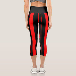 Leggings Capri Bandas rojas y blancas negras