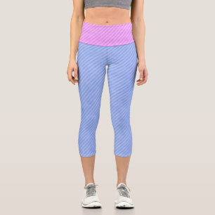 Leggings Capri Bandas rosa y azul poco claras