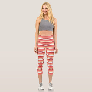 Leggings Capri Bandas rosadas blancas y cortas