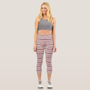 Leggings Capri Bandas rosadas grises y cortas