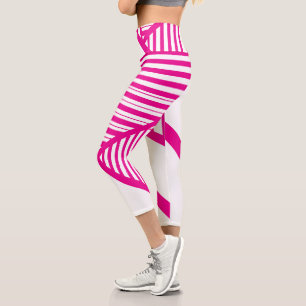 Leggings Capri Bandas triangulares en magenta y blanco