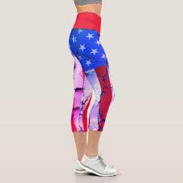 Leggings Capri Bandera Americana Celebración Del 4 De Julio