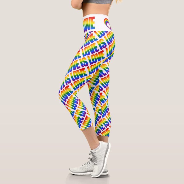 Leggings Capri Bandera arcoiris LGBT Patrón de texto Orgullo gay  (Izquierda)