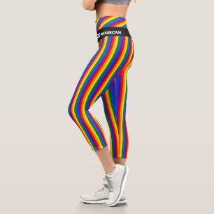 Leggings Capri Bandera arcoiris y orgullo, comunidad LGBT/stripes