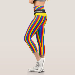 Leggings Capri Bandera arcoiris y orgullo, comunidad LGBT/stripes