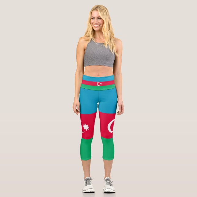 Leggings Capri Bandera de Azerbaiyán Patriótica (Anverso)