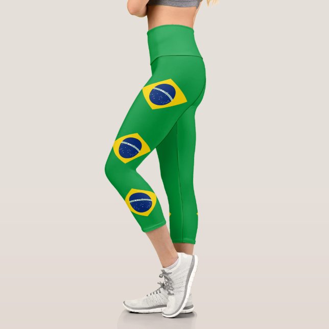 Leggings Capri Bandera de Brasil Patriótica (Izquierda)