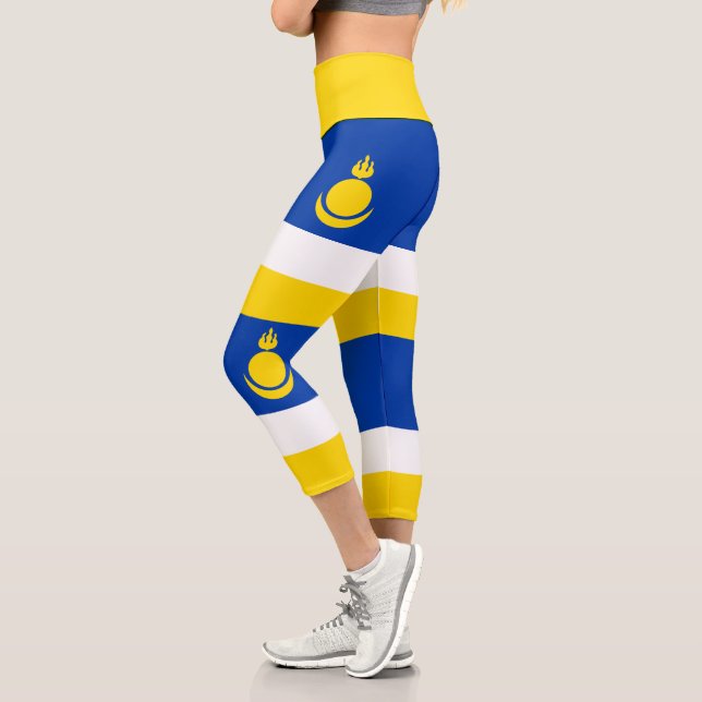 Leggings Capri Bandera de Buryatia Patriótica (Izquierda)