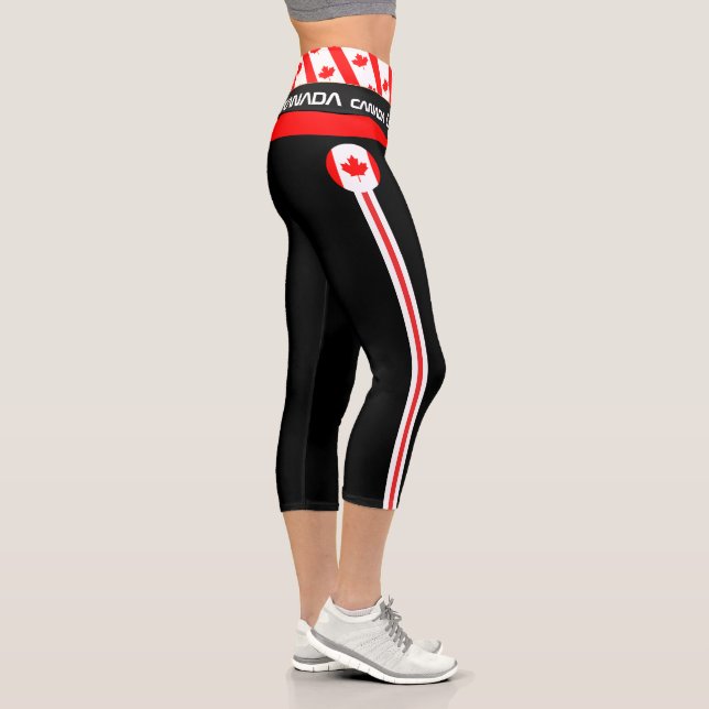 Leggings Capri Bandera de Canadá verificada y deportes canadiense (Derecha)