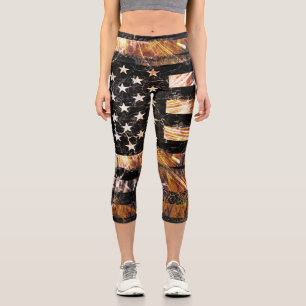 Leggings Capri Bandera de construcción industrial enciende
