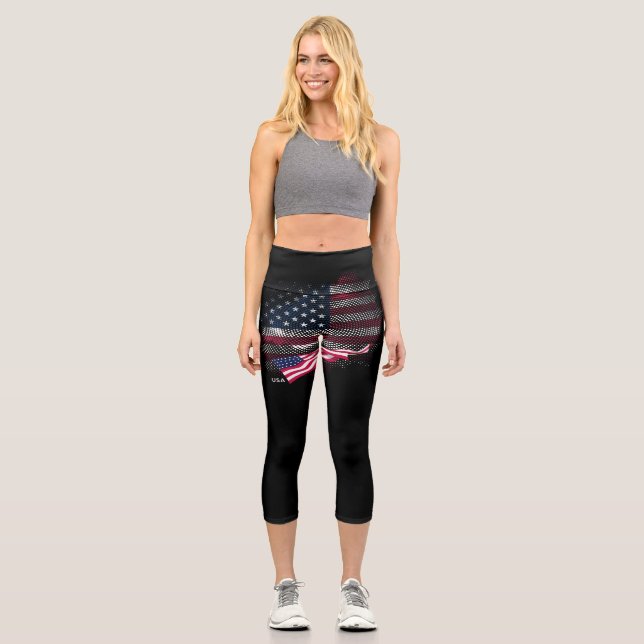 Leggings Capri bandera de EE. UU. (Anverso)