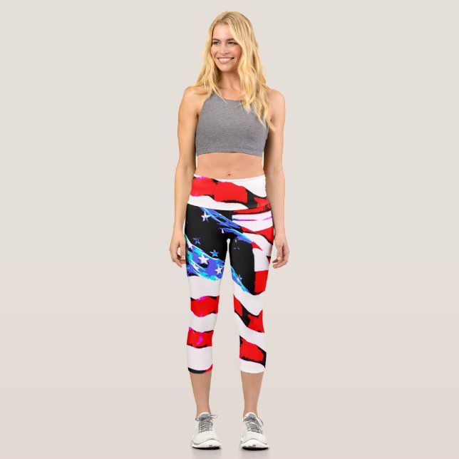 Leggings Capri Bandera de Estados Unidos (Anverso)