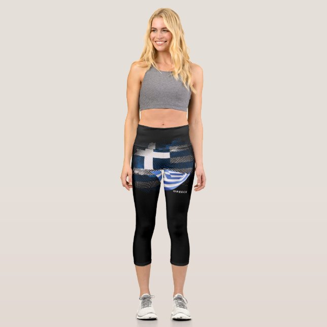 Leggings Capri bandera de Grecia (Anverso)
