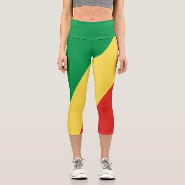 Leggings Capri Bandera de la República del Congo (Anverso)