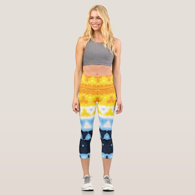 Leggings Capri Bandera de orgullo Boho Groovy Geométrico Abstract (Anverso)
