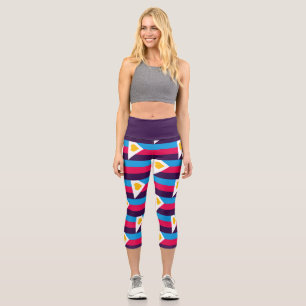 Leggings Capri Bandera de orgullo de poliamor tricolor de Slipper