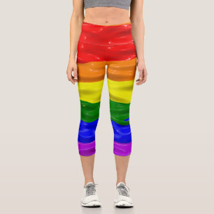 Leggings Capri Bandera de orgullo de SlipperyJoe's brillo líquido