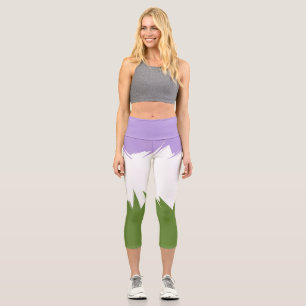 Leggings Capri Bandera de orgullo Genderqueer abstracta y zigzagu
