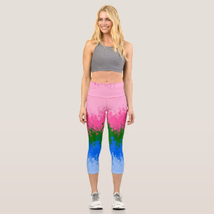Leggings Capri Bandera de Orgullo Omniromántico Abstracto Trippy 