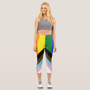 Leggings Capri Bandera de orgullo progresista de SlipperyJoe's se