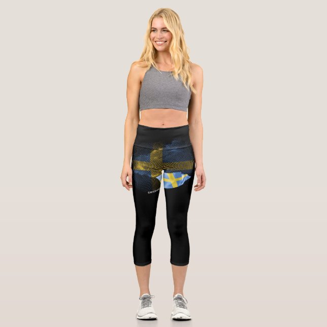 Leggings Capri bandera de Suecia (Anverso)