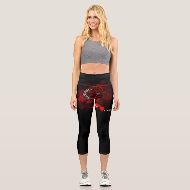 Leggings Capri bandera de Turquía (Anverso)