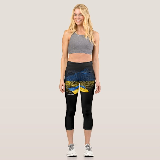 Leggings Capri bandera de Ucrania (Anverso)