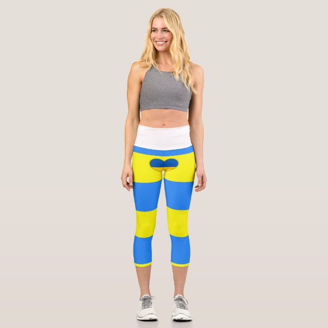 Leggings Capri Bandera de Ucrania azul Thunder_Cove (Anverso)