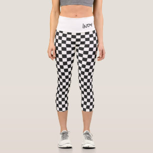 Leggings Capri Bandera de verificación Carreras Deportes Personal