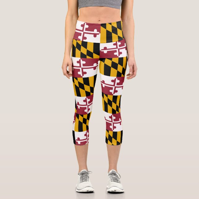 Leggings Capri Bandera del Estado de Maryland (Anverso)