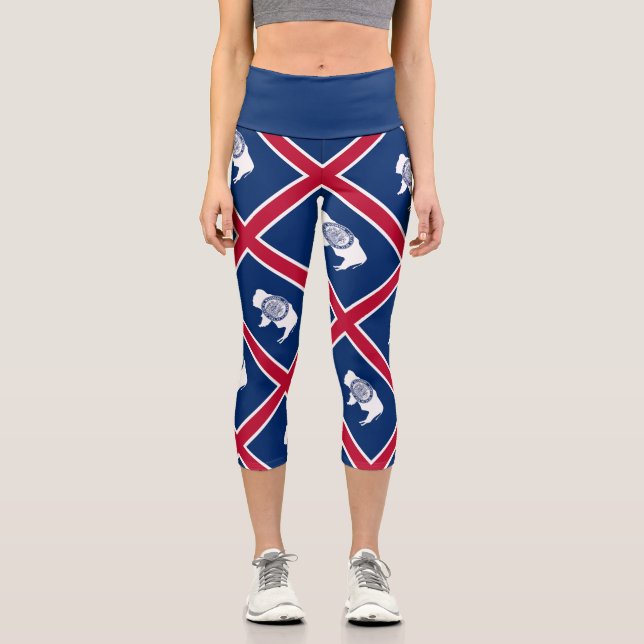Leggings Capri Bandera del estado de Wyoming (Anverso)