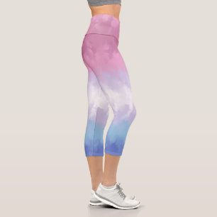 Leggings Capri Bandera del Orgullo Bisexual del Boho Pastel Fluff