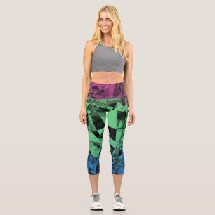 Leggings Capri Bandera del Orgullo Trippy Polisexual Retro Ecléct